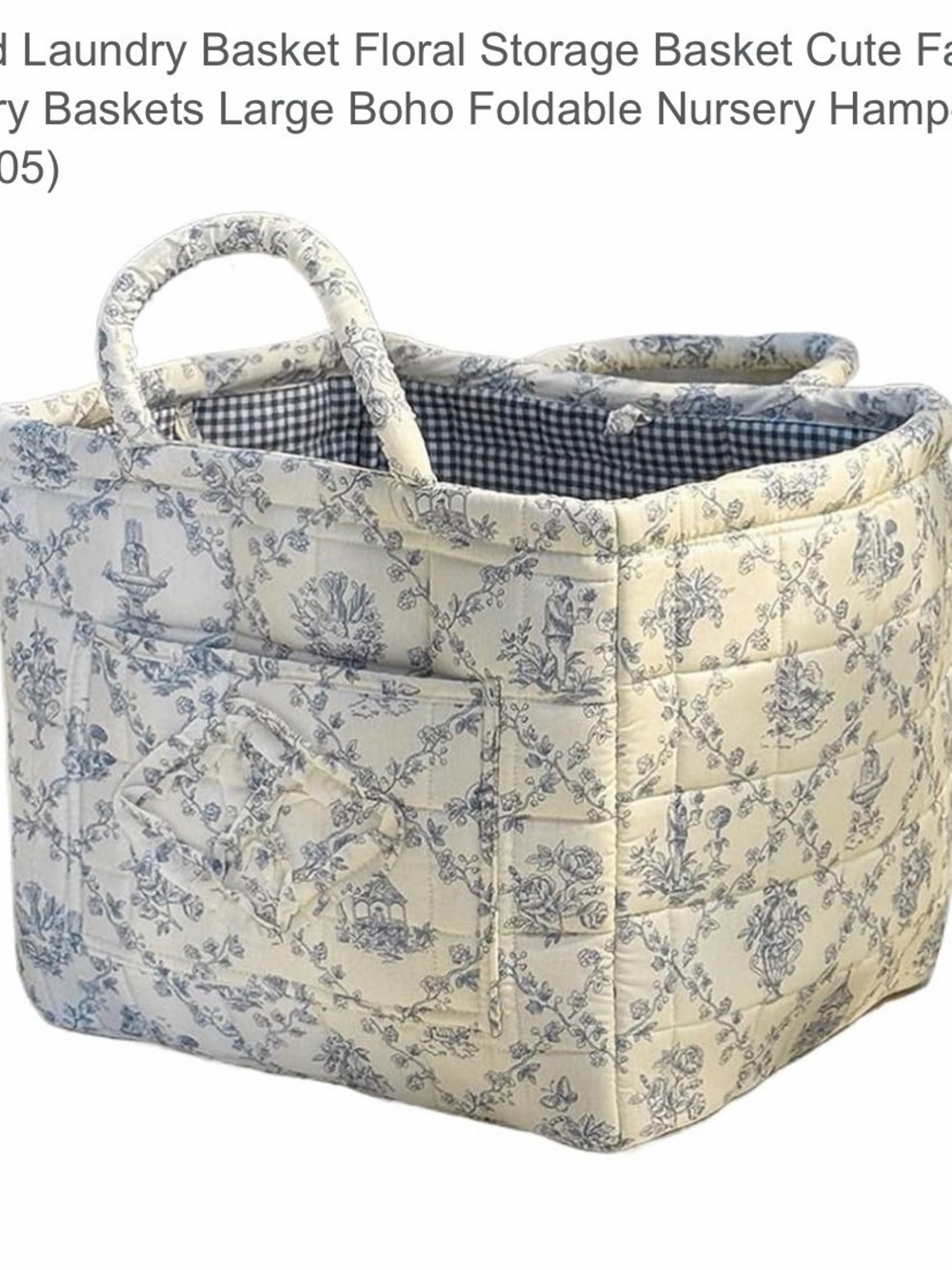 Quilted Floral Top-Handle Bag in Cream and Blue